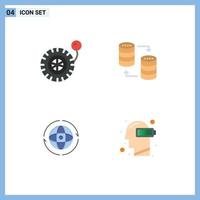 grupo de 4 iconos planos signos y símbolos para elementos de diseño vectorial editables de átomo de almacenamiento de base de datos mundial de presión vector