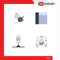 Group of 4 Flat Icons Signs and Symbols for chemist garbage grid lamp recycle Editable Vector Design Elements