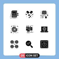 9 Universal Solid Glyphs Set for Web and Mobile Applications electronics assemble medicine web halloween Editable Vector Design Elements