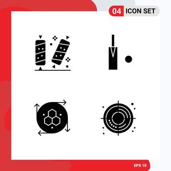 Stock Vector Icon Pack of 4 Line Signs and Symbols for candy modeling api sugar sport modeling tool Editable Vector Design Elements