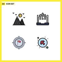 4 iconos creativos signos y símbolos modernos de senderismo objetivo crecimiento de la montaña fecha límite elementos de diseño vectorial editables vector