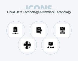 Cloud Data Technology And Network Technology Glyph Icon Pack 5 Icon Design. computer. search. computing. static. computing vector