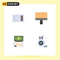 conjunto moderno de 4 iconos y símbolos planos, como electrodomésticos que financian fondos de cepillo doméstico, elementos de diseño vectorial editables vector