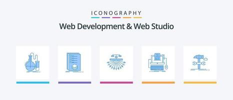 Web Development And Web Studio Blue 5 Icon Pack Including computer. code. listing. web. site. Creative Icons Design vector