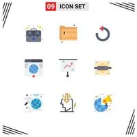 Group of 9 Modern Flat Colors Set for website link zip internet repeat Editable Vector Design Elements