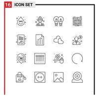 Set of 16 Vector Outlines on Grid for report growth idea popup email Editable Vector Design Elements