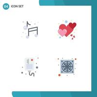 4 Creative Icons Modern Signs and Symbols of music infusion paint romantic medical Editable Vector Design Elements