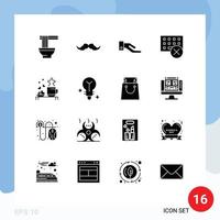 Modern Set of 16 Solid Glyphs Pictograph of tea hardware men gadget computers Editable Vector Design Elements