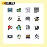 Universal Icon Symbols Group of 16 Modern Flat Color Filled Lines of catkin text ad right page Editable Creative Vector Design Elements