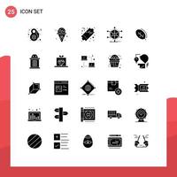 Mobile Interface Solid Glyph Set of 25 Pictograms of nature ecology sale resources info Editable Vector Design Elements