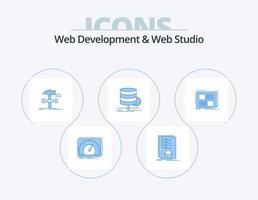 Web Development And Web Studio Blue Icon Pack 5 Icon Design. data. algorithm. listing. service. hammer vector