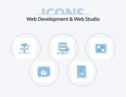 Web Development And Web Studio Blue Icon Pack 5 Icon Design. data. algorithm. listing. service. hammer vector