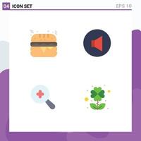 Modern Set of 4 Flat Icons and symbols such as fast food clover sound expanded leaf Editable Vector Design Elements