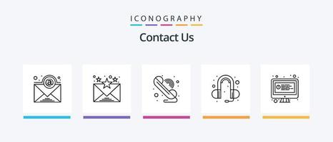 Contact Us Line 5 Icon Pack Including mobile. address. email. subscription. email. Creative Icons Design vector