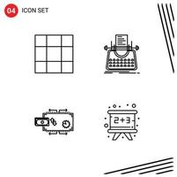 4 Universal Line Signs Symbols of grid marketing blog writer payments Editable Vector Design Elements