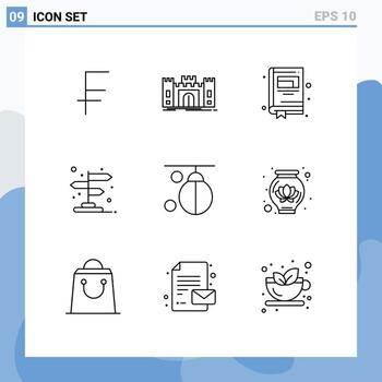 Set of 9 Modern UI Icons Symbols Signs for boxer pointer landmark location arrow Editable Vector Design Elements