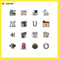 16 concepto de línea rellena de color plano para sitios web móviles y aplicaciones mantenimiento de alcohol configuración de instalación de micrófono elementos de diseño de vectores creativos editables