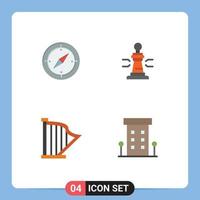 Pictogram Set of 4 Simple Flat Icons of navigation audio gps player instrument Editable Vector Design Elements