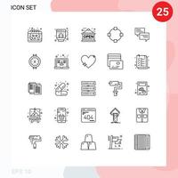 Line Pack of 25 Universal Symbols of chat popup open message points Editable Vector Design Elements