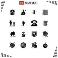 Group of 16 Modern Solid Glyphs Set for web logistic right up delivery bike Editable Vector Design Elements