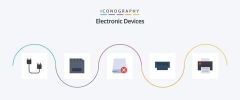 Paquete de 5 iconos planos de dispositivos que incluye gadget. ordenadores. artilugio. hardware. manejar vector
