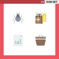 User Interface Pack of 4 Basic Flat Icons of bug graph indian xmas retail Editable Vector Design Elements