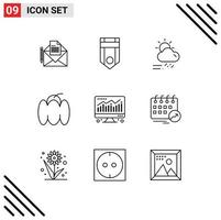 User Interface Pack of 9 Basic Outlines of vegetables food stripe bell season Editable Vector Design Elements