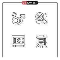 4 iconos creativos signos y símbolos modernos de depósito de género auditoría masculina elementos de diseño vectorial editables seguros vector