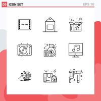 Modern Set of 9 Outlines and symbols such as money finance delivery accounting disco Editable Vector Design Elements