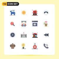 Set of 16 Modern UI Icons Symbols Signs for donkey smoking symbol weather decline Editable Pack of Creative Vector Design Elements