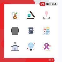 Pictogram Set of 9 Simple Flat Colors of cryotherapy cryogenic map chamber rotate Editable Vector Design Elements