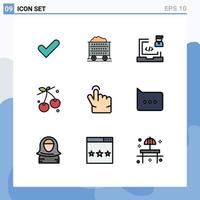 9 Creative Icons Modern Signs and Symbols of finger food coding cherry programmer Editable Vector Design Elements