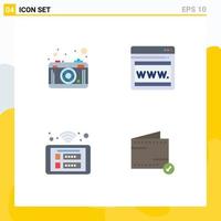 Pack of 4 Modern Flat Icons Signs and Symbols for Web Print Media such as camera panel picture webpage wifi Editable Vector Design Elements