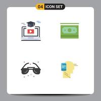 Set of 4 Vector Flat Icons on Grid for degree beach gruadation dollar sea Editable Vector Design Elements