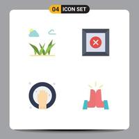 4 Universal Flat Icons Set for Web and Mobile Applications grass hand spa spring product best Editable Vector Design Elements