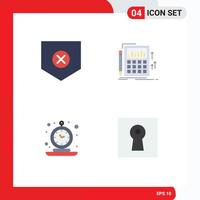 Pictogram Set of 4 Simple Flat Icons of protect alarm x banking old Editable Vector Design Elements