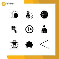 Set of 9 Modern UI Icons Symbols Signs for personal hr cash employee tick Editable Vector Design Elements