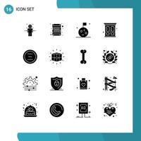 Set of 16 Modern UI Icons Symbols Signs for delete cancel flag clothes vintage Editable Vector Design Elements