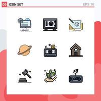 Set of 9 Modern UI Icons Symbols Signs for mars moon logo space design process Editable Vector Design Elements