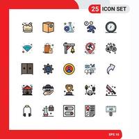 Universal Icon Symbols Group of 25 Modern Filled line Flat Colors of alarm people cogwheel office clock Editable Vector Design Elements