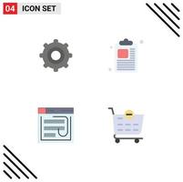 Set of 4 Commercial Flat Icons pack for gear password business email web Editable Vector Design Elements