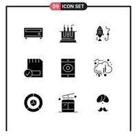Pictogram Set of 9 Simple Solid Glyphs of spy hardware fish devices computers Editable Vector Design Elements