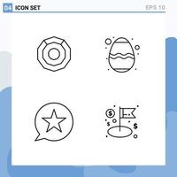 4 Thematic Vector Filledline Flat Colors and Editable Symbols of komodo favorite crypto currency food multimedia Editable Vector Design Elements