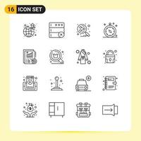 Group of 16 Modern Outlines Set for report analytics share travel gps Editable Vector Design Elements