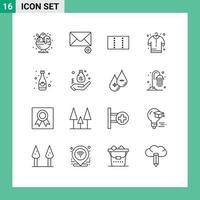 paquete de iconos de vector de stock de 16 signos y símbolos de línea para diseño de bebida de bolsa compras de botellas elementos de diseño de vector editables