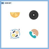 4 User Interface Flat Icon Pack of modern Signs and Symbols of lemon call dj currency exchange receiver Editable Vector Design Elements