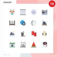 16 User Interface Flat Color Pack of modern Signs and Symbols of team layout hierarchy structure vertical Editable Pack of Creative Vector Design Elements
