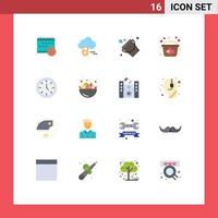 16 User Interface Flat Color Pack of modern Signs and Symbols of calendar bucket money cloud firefighter Editable Pack of Creative Vector Design Elements