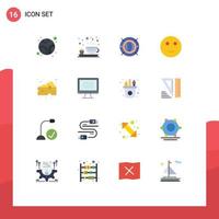 Mobile Interface Flat Color Set of 16 Pictograms of neptune computing breakfast internet emojis Editable Pack of Creative Vector Design Elements