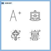 User Interface Pack of 4 Basic Filledline Flat Colors of font delete computing ireland trash Editable Vector Design Elements